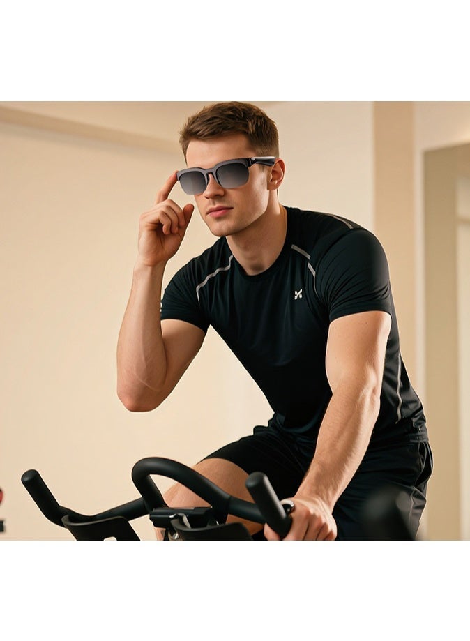 2-in-1 Smart Round Sunglasses & Wireless Stereo Sports Earphones, Waterproof Design for Sweat & Rain, Touch Control Operation, Built-in HD Microphone for Clear Calls, Unisex Fashion Style, Comfortable & Stable Wearing, Suitable for Sports, Commute & Outdoor Activities, Combined Sun Protection & Music Entertainment, Perfect Blend of Smart Wearable & Fashion Accessory - Image 3